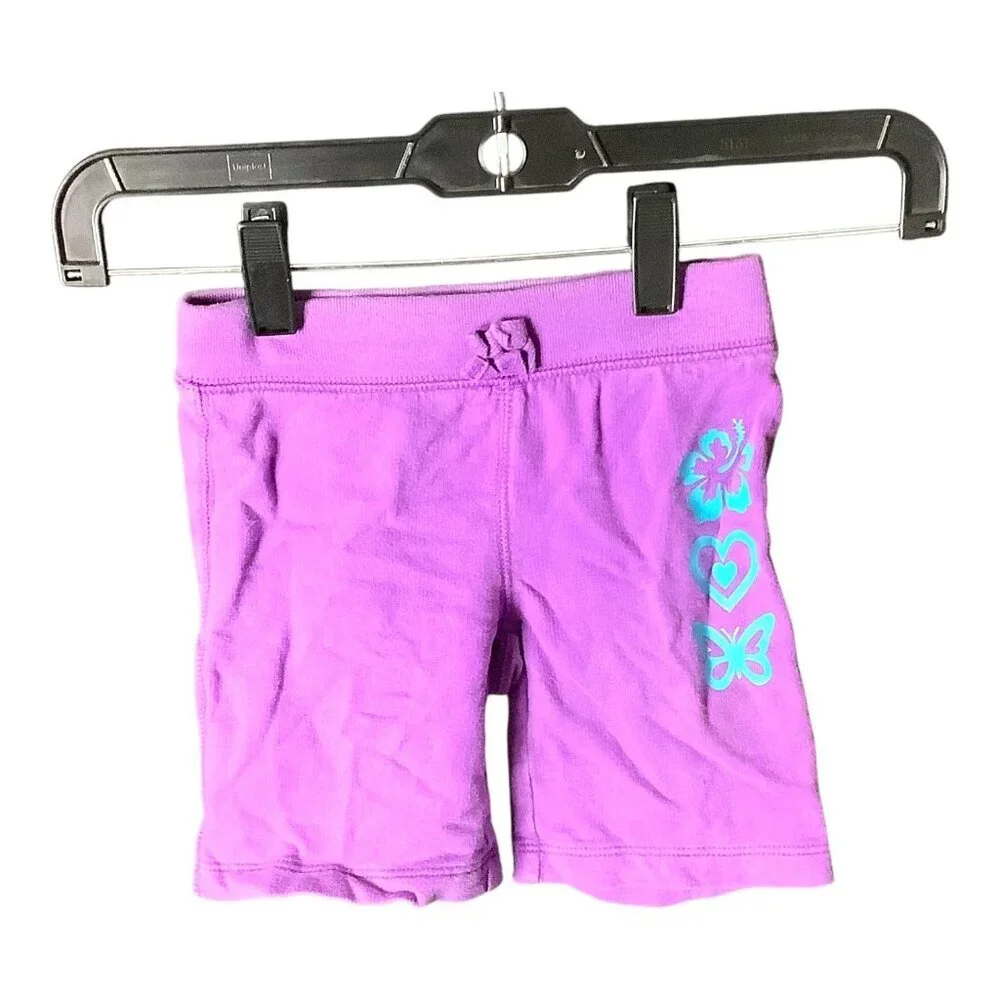 The‎ Childrens Place Shorts Girls XSmall Purple Cotton Teal Floral Butterfly